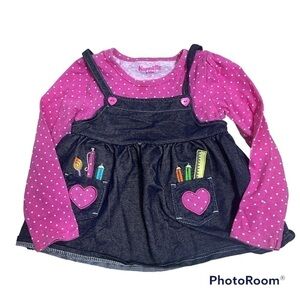 Nanette Kids School Shirt Top Sz 4T 1st Day Kids Girls Pink Long Sleeve